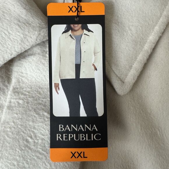 Banana Republic Womans  XXL Cream White Jacket Coat Snap Front Collar Pockets - Picture 4 of 10